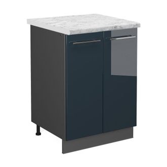 Vicco Mueble Bajo De Cocina Fame-line, Azul Oscuro Alto Brillo, 60 Cm, Et M&aacute;rmol Vicco