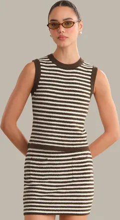 525 america Teddy Striped Tank In Shaved Chocolate Combo