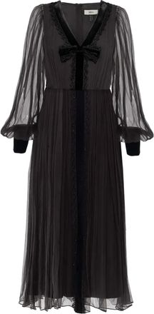 Nissa Abito midi in velluto con fiocco - Nero