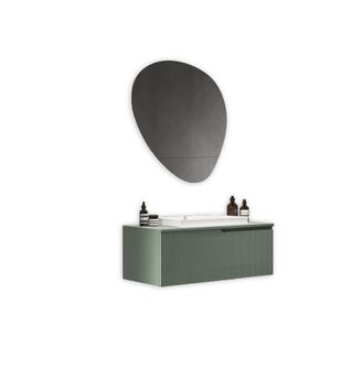 Aquadesign Mueble de ba&ntilde;o 3 piezas en mdf verde salvia