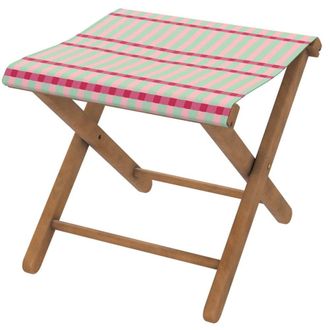 Vent de Boh&egrave;me Taburete plegable de eucalipto y tela outdoor dise&ntilde;o de rayas laguna