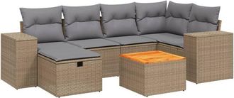 vidaXL Juego De Sof&aacute;s Jard&iacute;n Con Cojines Beige Mezcla 7 Pzas Rat&aacute;n Pe Vidaxl