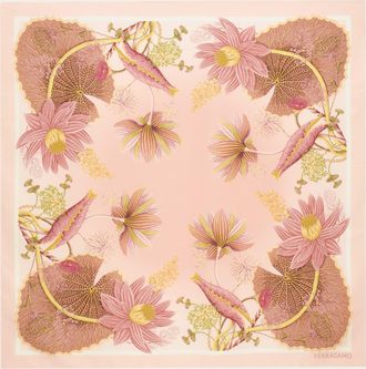 Ferragamo Women Water lilies print silk scarf Pink
