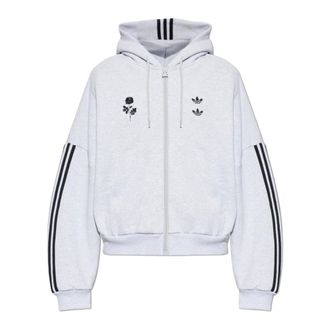 adidas Originals Adidas Originals, Zip-throughs, male, Gray, Size: 2XL Full Zip Logo Hoodie