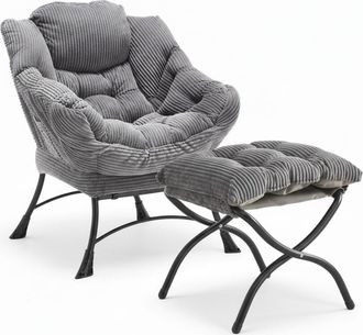 Urban Meuble Sill&oacute;n relax con reposapi&eacute;s en franela gris, reposabrazos, bolsillo