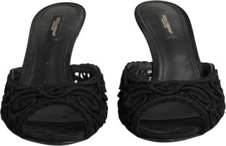 Dolce & Gabbana Embroidered Slip-On Heel Slide - Black