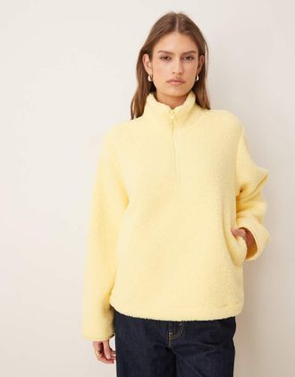 Jack & Jones Giacca teddy giallo burro con zip corta