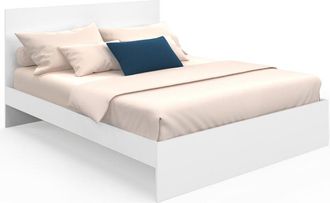 IDMarket Omaha Cama Doble Con Cabecero Y Base 160 X 200 Cm Blanco