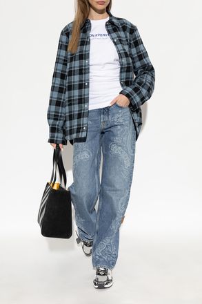 Off-white Checked Shirt, Womens, Blue