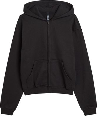 SKIMS Zip-up Cotton-blend Hooded Sweatshirt - Black - Xxl (UK18 / Xxl)