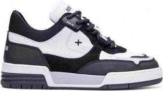 Newlab Wit/zwarte leren en su&egrave;de sneakers - Heren - Sneakers - Wit - 40 EU - Su&egrave;de - Schoenen