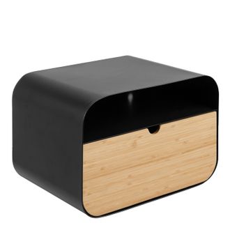 Furniture To Go Century 1 Drawer Wall Mounted Bedside Table in White Oak in Black | Size: A