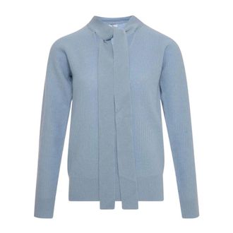 Fracomina V-hals gebreid met sjaal - Dames - Truien - Blauw - Maat: S Wol
