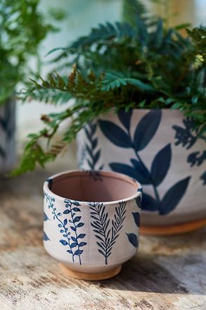 Terrain Indigo Floral Footed Planter, 4