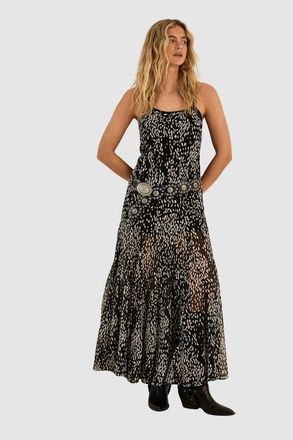NASTY GAL Spot Godet Hem Strappy Maxi Dress in Black at Nordstrom, Size 6