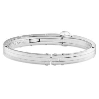 Pompeii3 Mens Steel Polished Latched 8 10mm Cuffed Bracelet