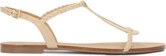 Kazar Beige gekleurde sandalen versierd met gevlochten band - Dames - Sandalen - Beige - 37 EU - Leer - Schoenen