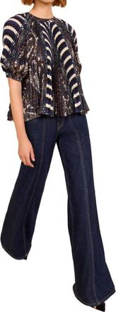 Ulla Johnson Dafne Short Sleeve Top In Eclipse