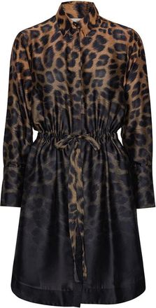 Karmamia Leopard Gradient Stijlvolle Mode Accessoire - Dames - Shirt Kleedjes - Veelkleurig - L - Kleedjes