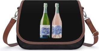 Generic Wine for Friends Crossbody Bag Womens Handbag PU Message Bags Shoulder Purse with Adjustable Strap