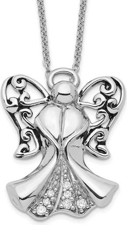 Diamond2Deal Sterling Silver Cubic Zirconia Antiqued Angel of Strength Necklace