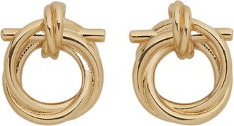 Ferragamo Golden Gancini Stud Earrings