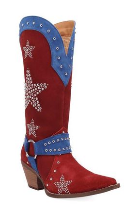 Dingo Lucky Stars Knee High Western Boot in Red/Blue/Multi at Nordstrom, Size 6.5