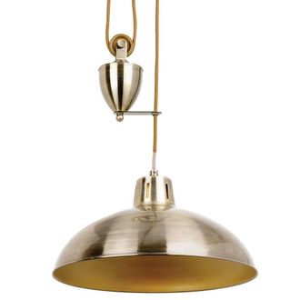 Loops Hanging Ceiling Pendant Light ADJUSTABLE HEIGHT Industrial Brass Rise Fall Drop in Metallics