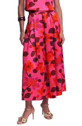 Boden Verity Floral Pleated Faille Maxi Skirt in Pink Floral Print at Nordstrom, Size 10