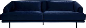 DRAWER Sof&aacute; de 4 plazas en terciopelo con patas rectas de metal - Azul marino