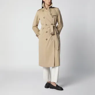 Burberry Waterloo long cotton gabardine trench coat in honey