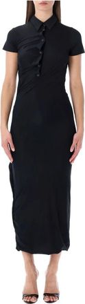 Ottolinger Twisted Polo Midi Jurk - Dames - Casual kleedjes - Zwart - M - Kleedjes