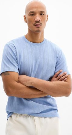 Le 31 Mens Pointelle stripe jersey T-shirt