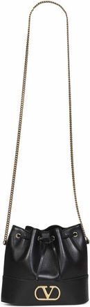 Valentino Garavani Mini VLogo Signature Bucket Bag - Dames - Schoudertassen - Zwart - ONE Size - Leer - Tassen