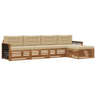 vidaXL Conjunto De Sof&aacute;s De Exterior Con Coj&iacute;n 5 Pcs Natural Y Beige Vidaxl