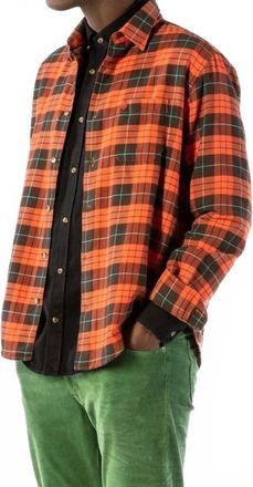 Serge Blanco Long-Sleeved Cotton Plaid Shirt In Sienna