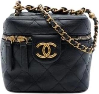 Chanel Pre-owned Vanity Bag - Dames - Vintage Mini Tas - Zwart - ONE Size - Leer - Vintage