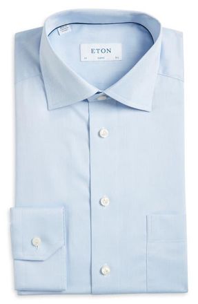 Eton Classic Fit Solid Dress Shirt in Light Pastel Blue at Nordstrom, Size 17.5