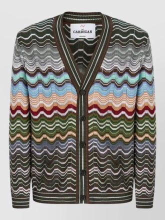 Missoni v neck zigzag knit cardigan