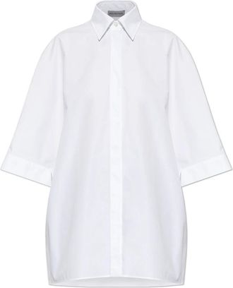 Balenciaga Oversized Mouwloos Shirt - Dames - Overhemden - Wit - 2XS - Katoen - Overhemden
