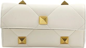 Valentino Wallets & Cardholders, female, White, Size: ONE SIZE Roman Stud Wallet in Nappa Leather with Chain