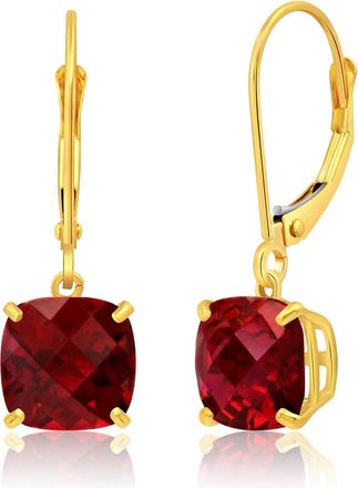 MAX + STONE Solid 10k Yellow or White Gold 8mm Cushion Cut Dangle Gemstone Earrings