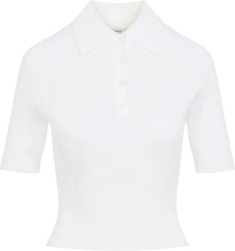 Givenchy Ivory Gebreide Polo - Dames - Ronde hals truien - Beige - S - Katoen - Truien & Vesten