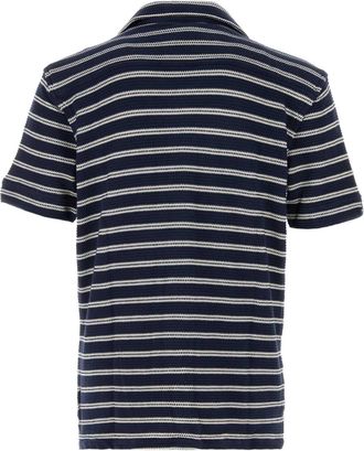 Polo Ralph Lauren Mens Striped Knit Shirt Navy Cotton Polyester Viscose