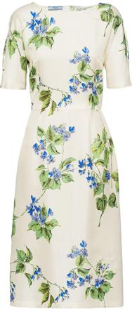 Prada floral-print twill dress - women - Recycled Cupro/Silk - 40 - Neutrals