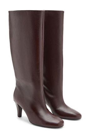 Mango Leather Knee High Boot in Burgundy at Nordstrom, Size 7.5Us