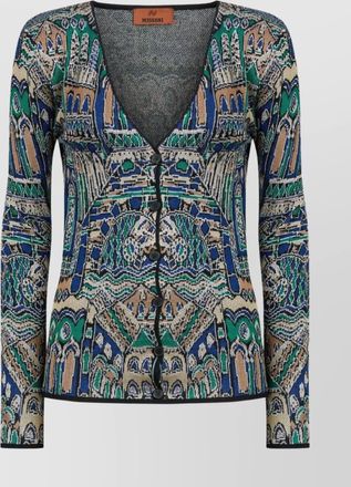 Missoni abstract fantasy buttoned cardigan with contrasting edge