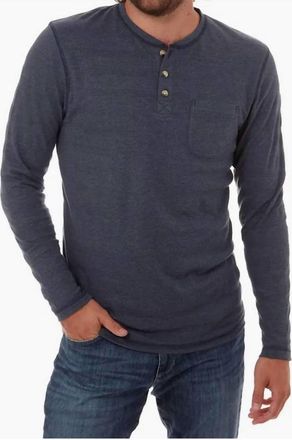 PX Los Angeles Harper Long Sleeve Henley In Navy