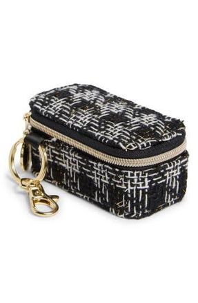 Nordstrom Mini Travel Jewelry Case Key Chain in Black- White Tweed at Nordstrom Rack