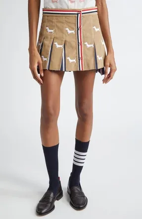 Thom Browne Hector Pleated Corduroy Miniskirt in Khaki at Nordstrom, Size 10 Us